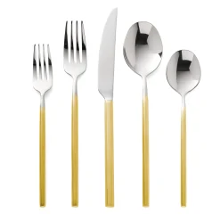 Outlet Godinger Esagono Matte Gold 18/10 Stainless Steel 20 Piece Flatware Set, Service For 4