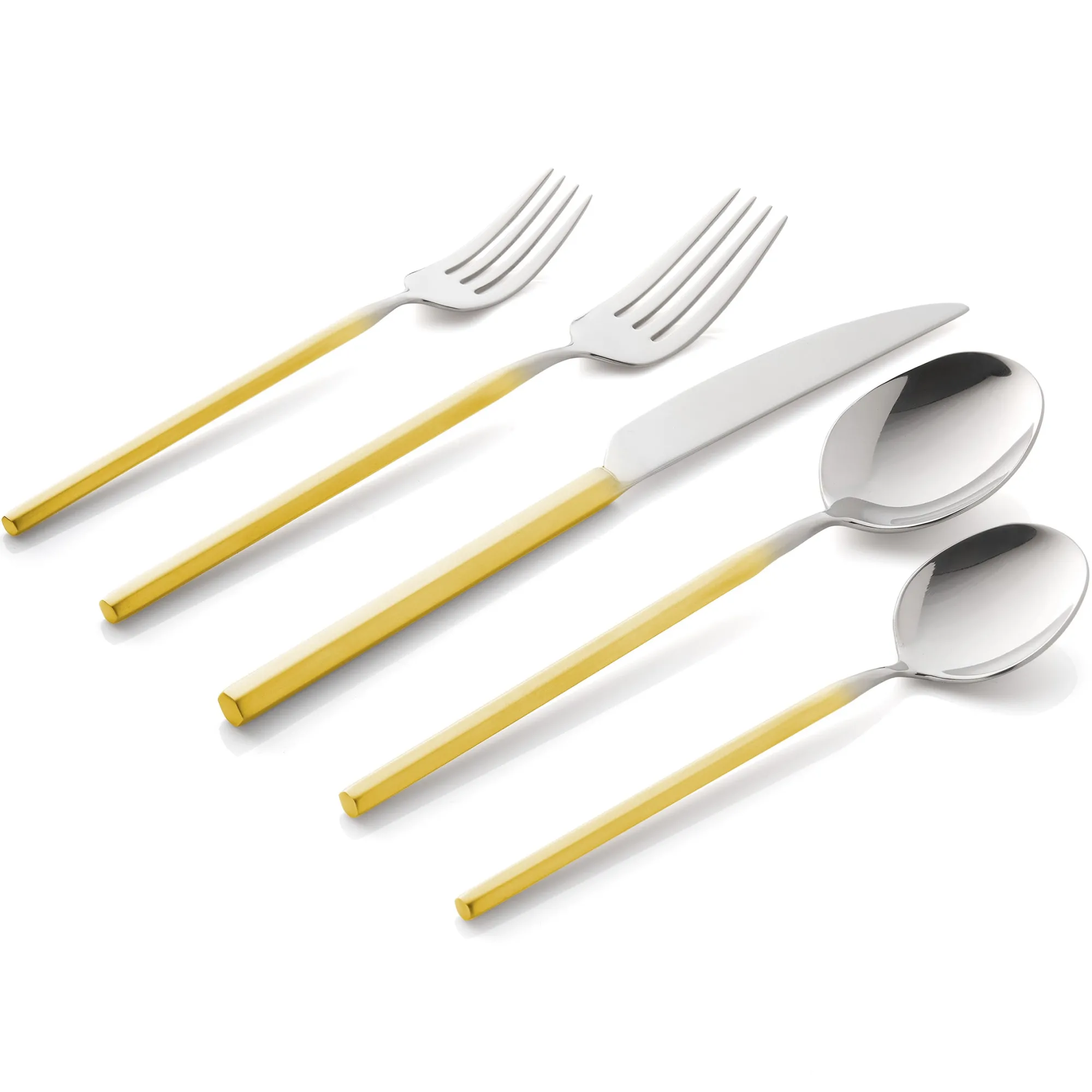 Outlet Godinger Esagono Matte Gold 18/10 Stainless Steel 20 Piece Flatware Set, Service For 4