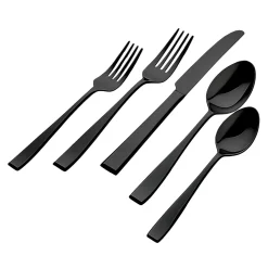 Outlet Godinger Flagstaff Mirrored Black 18/0 Stainless Steel 20 Piece Flatware Set, Service For 4