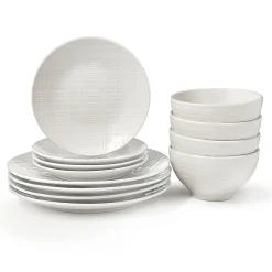 Sale Godinger Freemont Porcelain 12 Piece Dinnerware Set, Service for 4