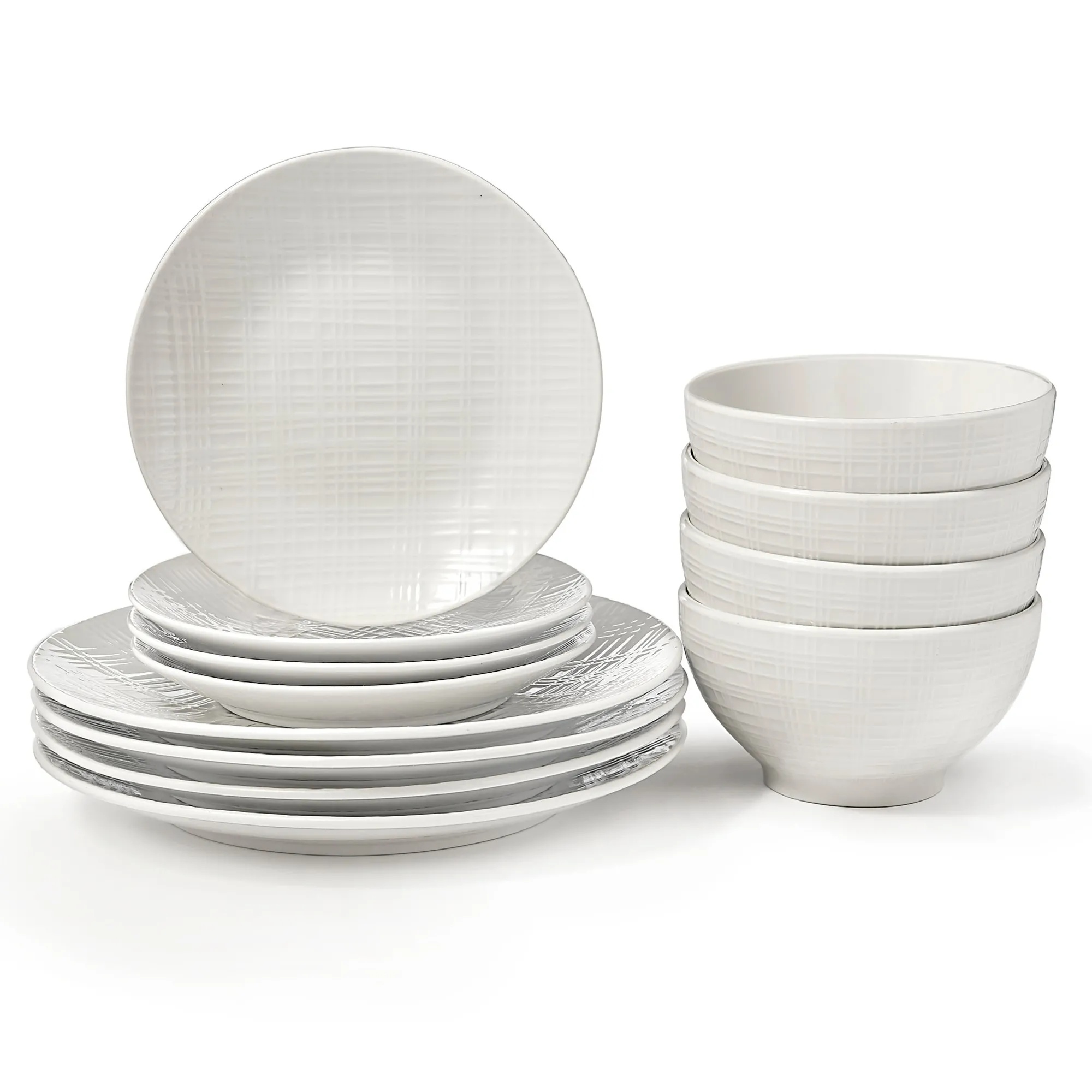 Sale Godinger Freemont Porcelain 12 Piece Dinnerware Set, Service for 4