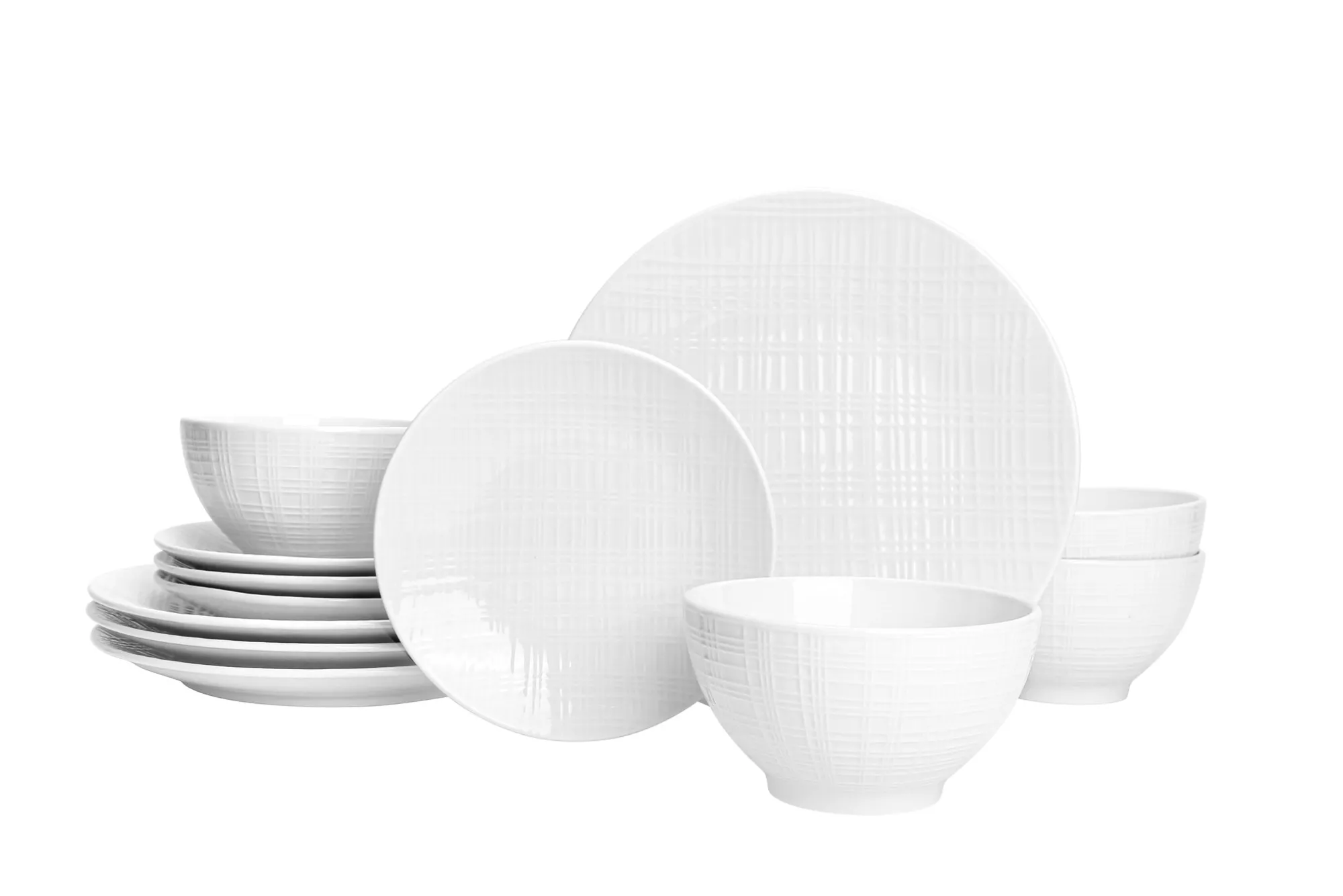 Sale Godinger Freemont Porcelain 12 Piece Dinnerware Set, Service for 4