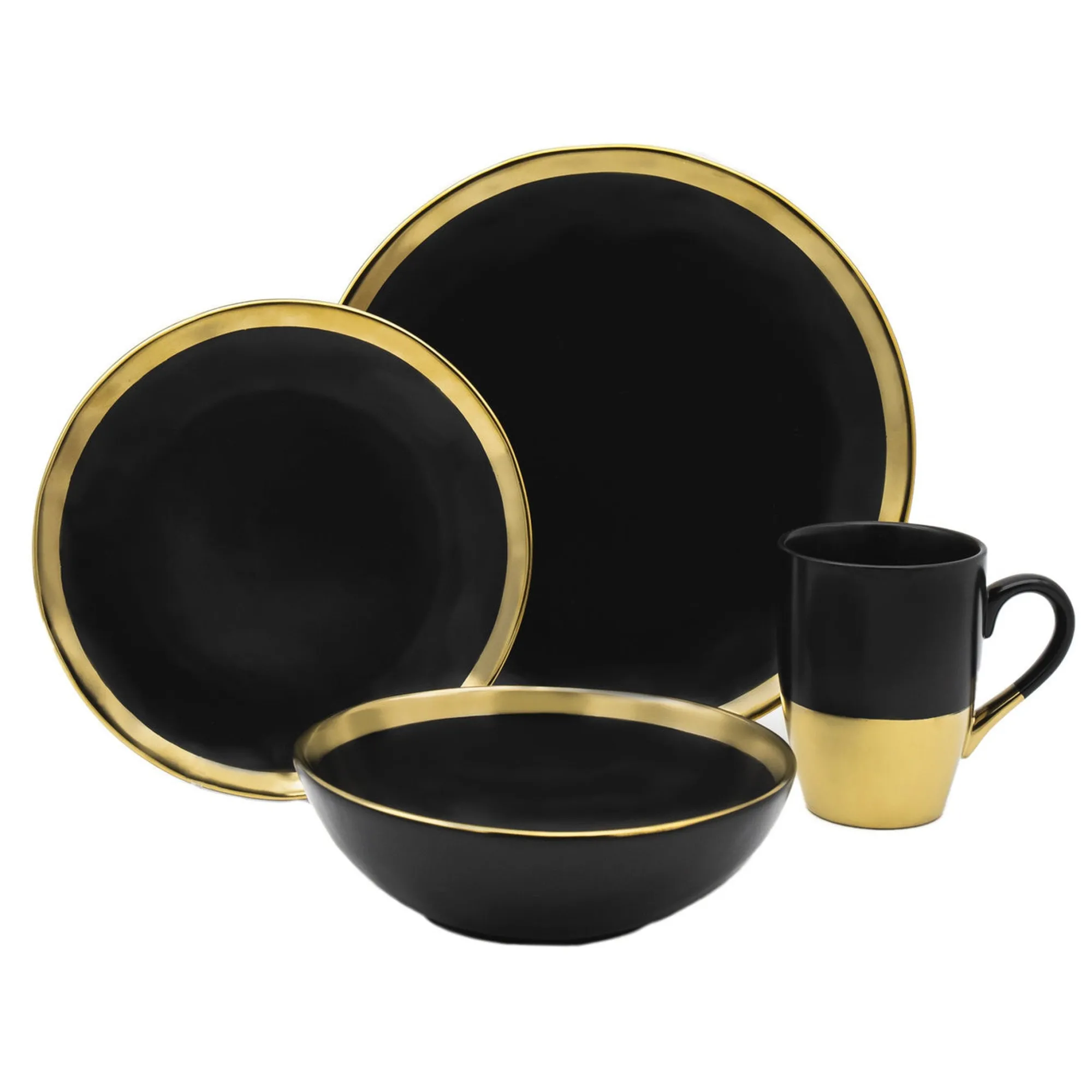 Godinger Golden Onyx 4 Piece Dinner Set, Service For 1