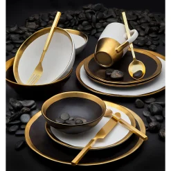 Godinger Golden Onyx 4 Piece Dinner Set, Service For 1