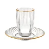 New Godinger Gold Rim Pleat Crystal Kiddush Set