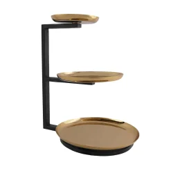 Godinger Guilded Black & Gold 3 Tiered Cake Stand