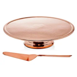 Outlet Godinger Hammered Copper Footed Cake Stand with Server