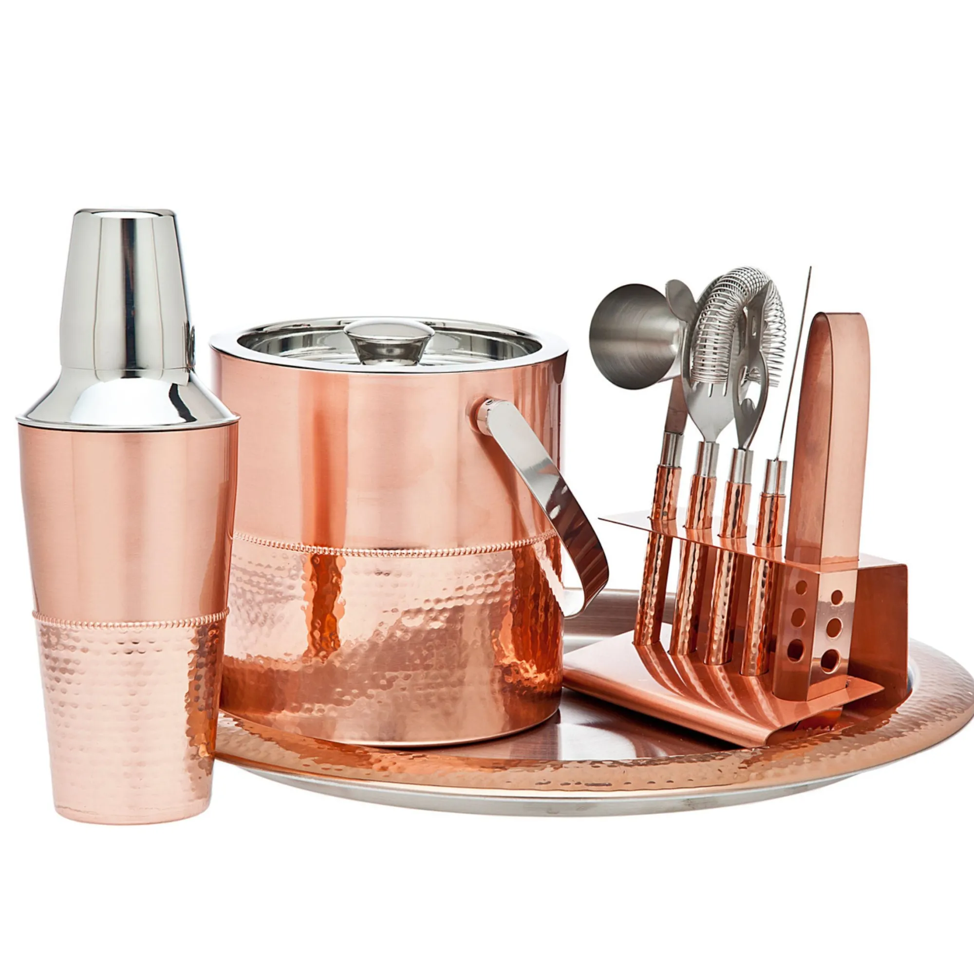Best Godinger Hammered Copper 9 Piece Bar Tool Set