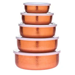 Discount Godinger Hammered Copper 5 Piece Storage Bowl Set