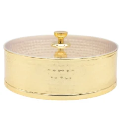 New Godinger Hammered Gold Stainless Matzah Storage