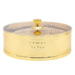 New Godinger Hammered Gold Stainless Matzah Storage