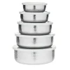 New Godinger Hammered Stainless 5 Piece Storage Bowl Set