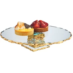 Clearance Godinger Harper Gold Edge Large Footed Cake Stand