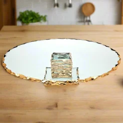 Clearance Godinger Harper Gold Edge Large Footed Cake Stand
