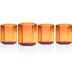Sale Godinger Helix Amber Double Old Fashion Glass, Set of 4
