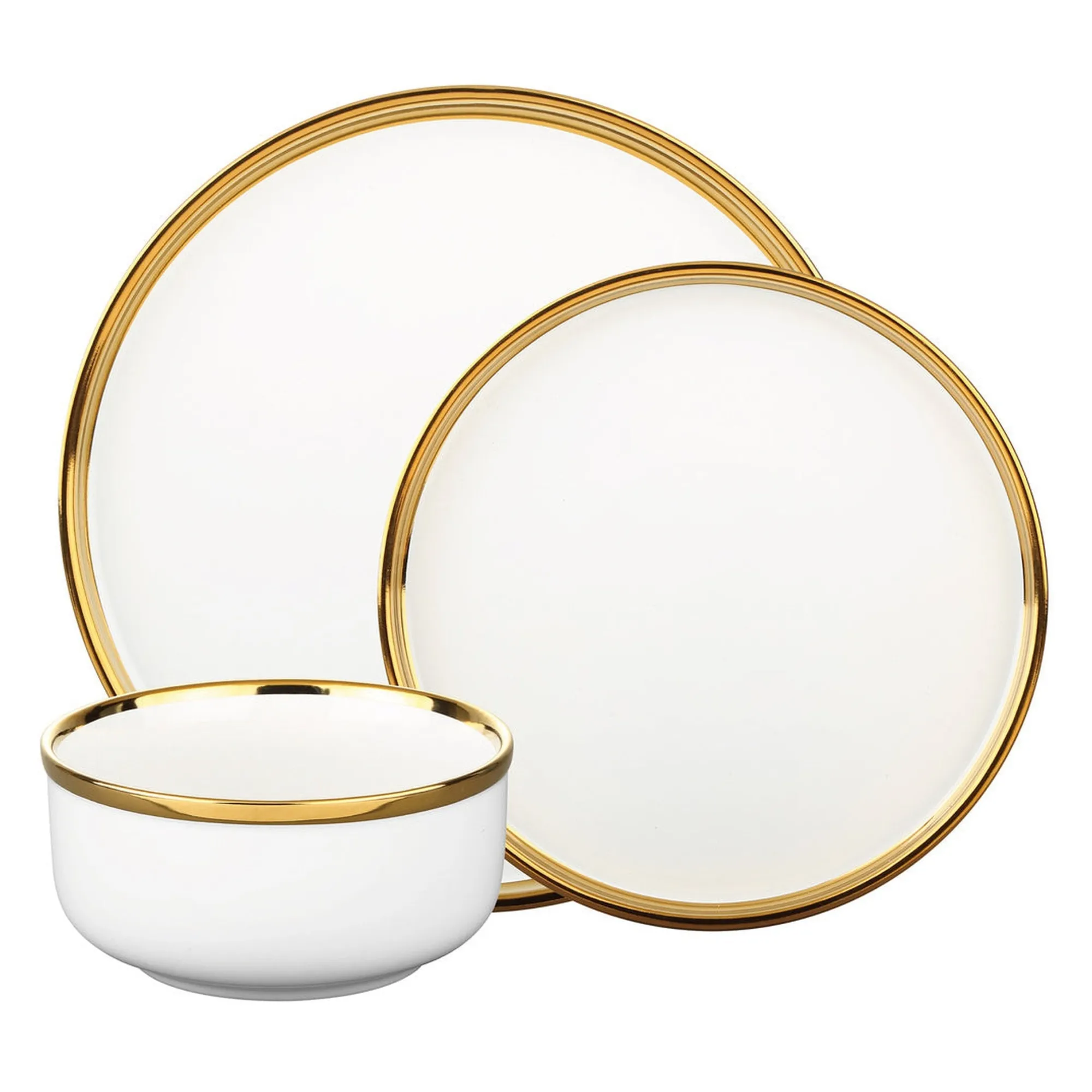 Sale Godinger Hillcrest 12 Piece Gold Rim Dinnerware Set, Service For 4