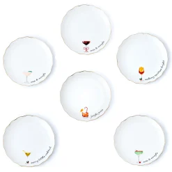 Sale Godinger Holiday Cheers Gold Rim Appetizer Plate, Set of 6
