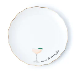 Sale Godinger Holiday Cheers Gold Rim Appetizer Plate, Set of 6