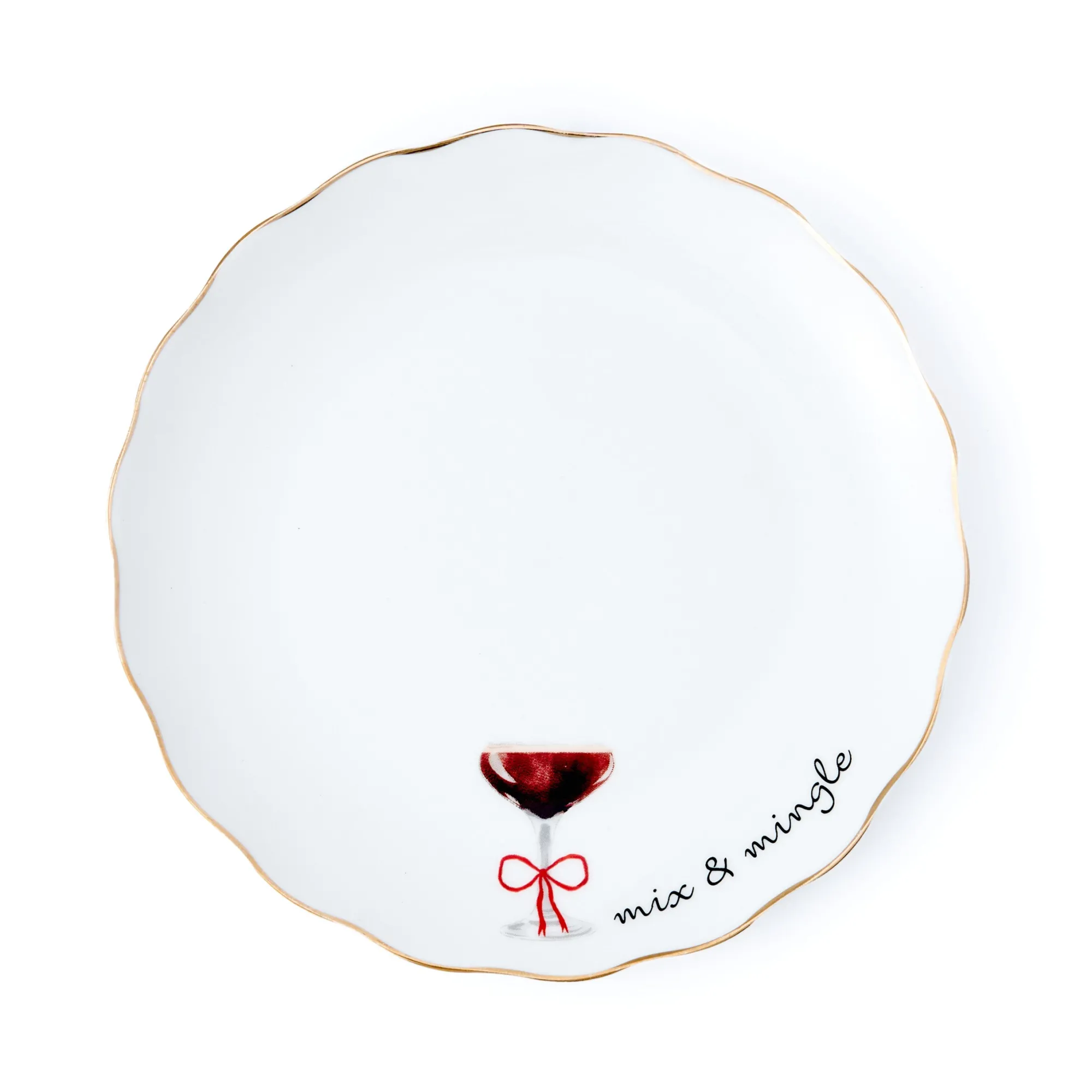 Sale Godinger Holiday Cheers Gold Rim Appetizer Plate, Set of 6
