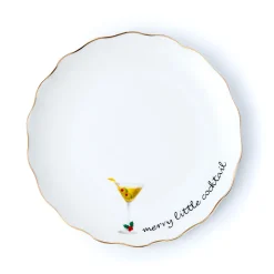 Sale Godinger Holiday Cheers Gold Rim Appetizer Plate, Set of 6