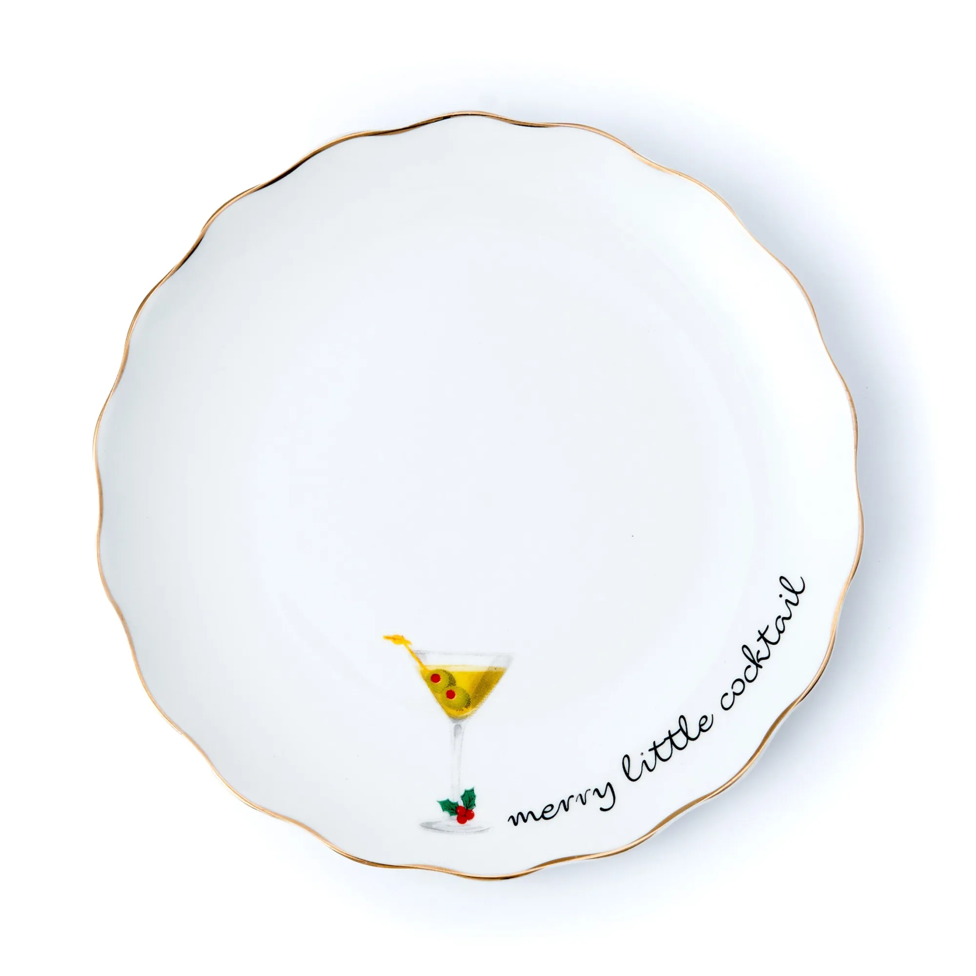 Sale Godinger Holiday Cheers Gold Rim Appetizer Plate, Set of 6