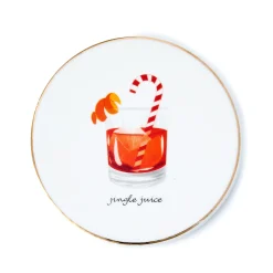 New Godinger Holiday Cheers Gold Rim Coaster Set