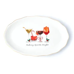 Discount Godinger Holiday Cheers Gold Rim Serving Platter