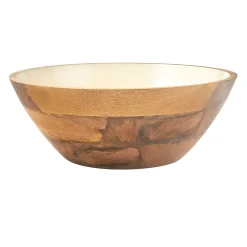 New Godinger Huck Wood & Enamel Salad Bowl