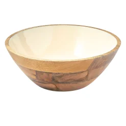 New Godinger Huck Wood & Enamel Salad Bowl