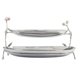 Sale Godinger Hyaline Pink Two Tiered Serving Stand