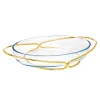 Hot Godinger Infinity Gold Oval Glass Serving Bowl