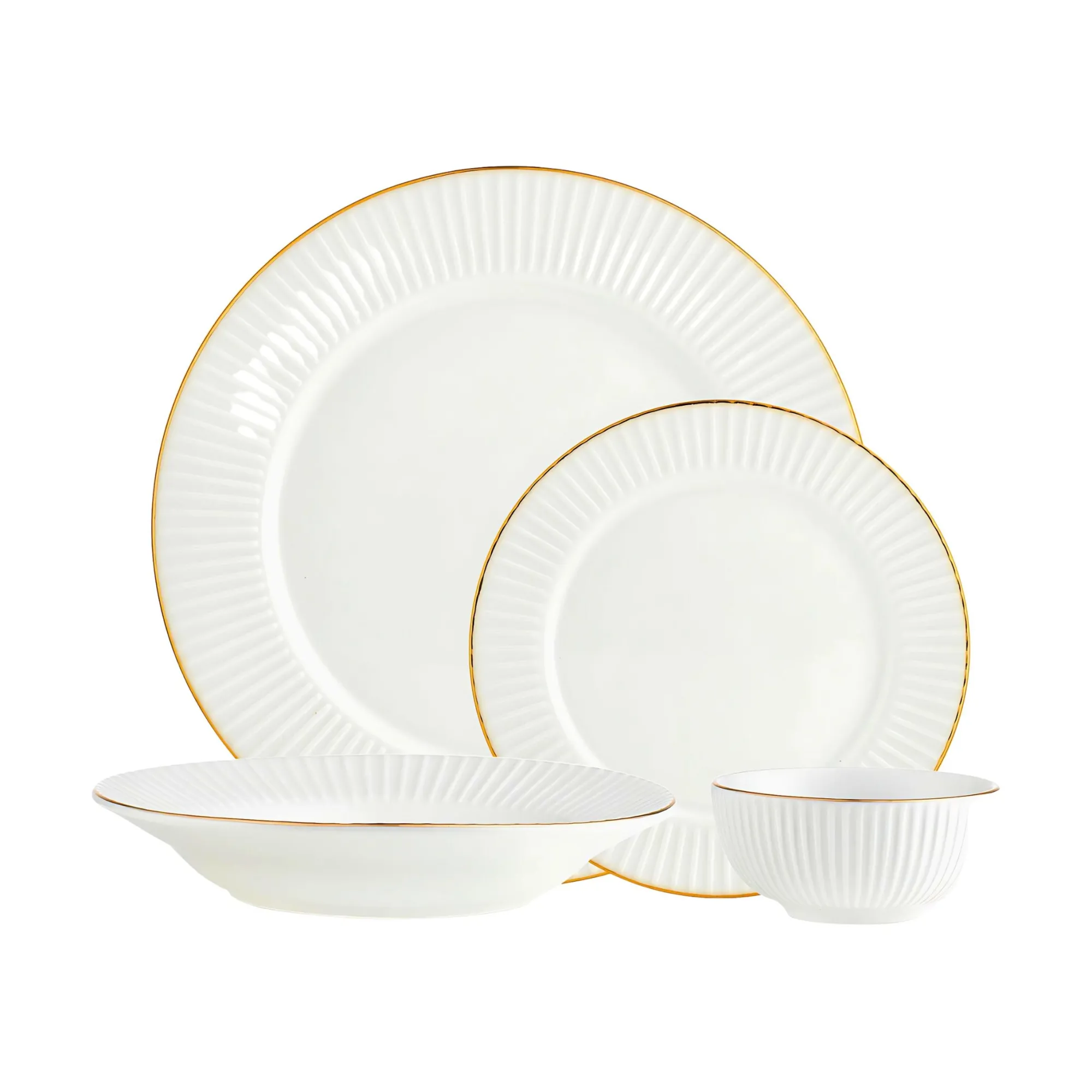 Outlet Godinger Inventure Gold Rim Porcelain 16 Piece Dinnerware Set, Service For 4