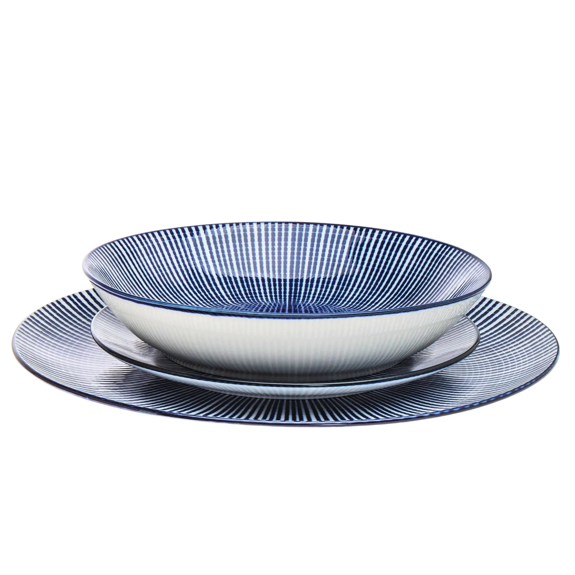 Godinger Laura Blue Porcelain 12 Piece Dinnerware Set, Service For 4