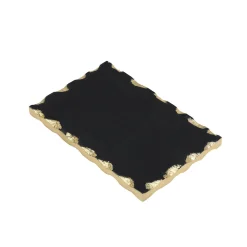 New Godinger Lavi Black Marble Gold Organic Edge Small Rectangle Board