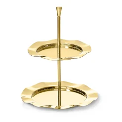 Discount Godinger Lilliput Mirrored Gold 2 Tiered Serving Stand