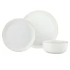 Godinger Linear Porcelain Gold Rim 12 Piece Dinnerware Set, Service For 4