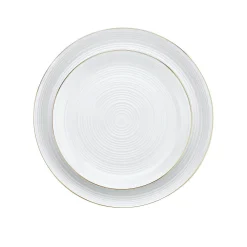 Godinger Linear Porcelain Gold Rim 12 Piece Dinnerware Set, Service For 4