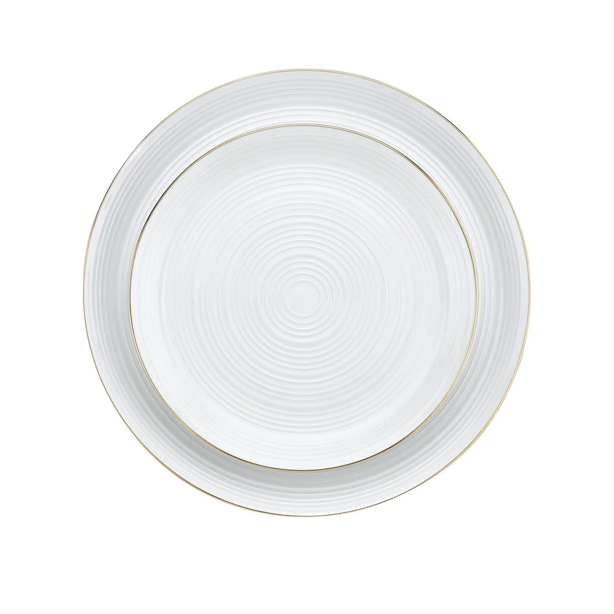 Godinger Linear Porcelain Gold Rim 12 Piece Dinnerware Set, Service For 4