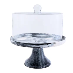 Discount Godinger Lucente Black & White Resin Cake Stand & Dome