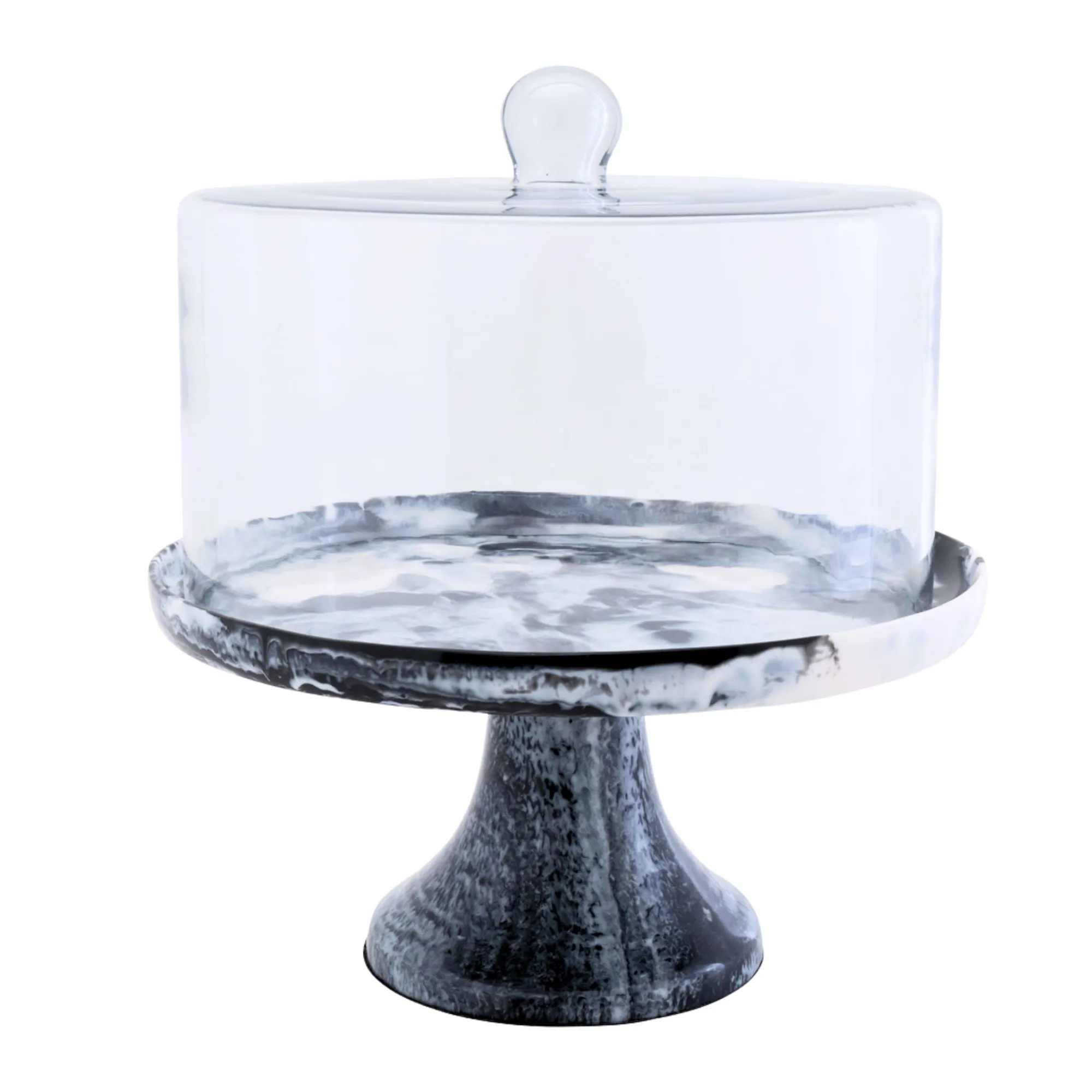 Discount Godinger Lucente Black & White Resin Cake Stand & Dome