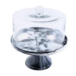 Discount Godinger Lucente Black & White Resin Cake Stand & Dome