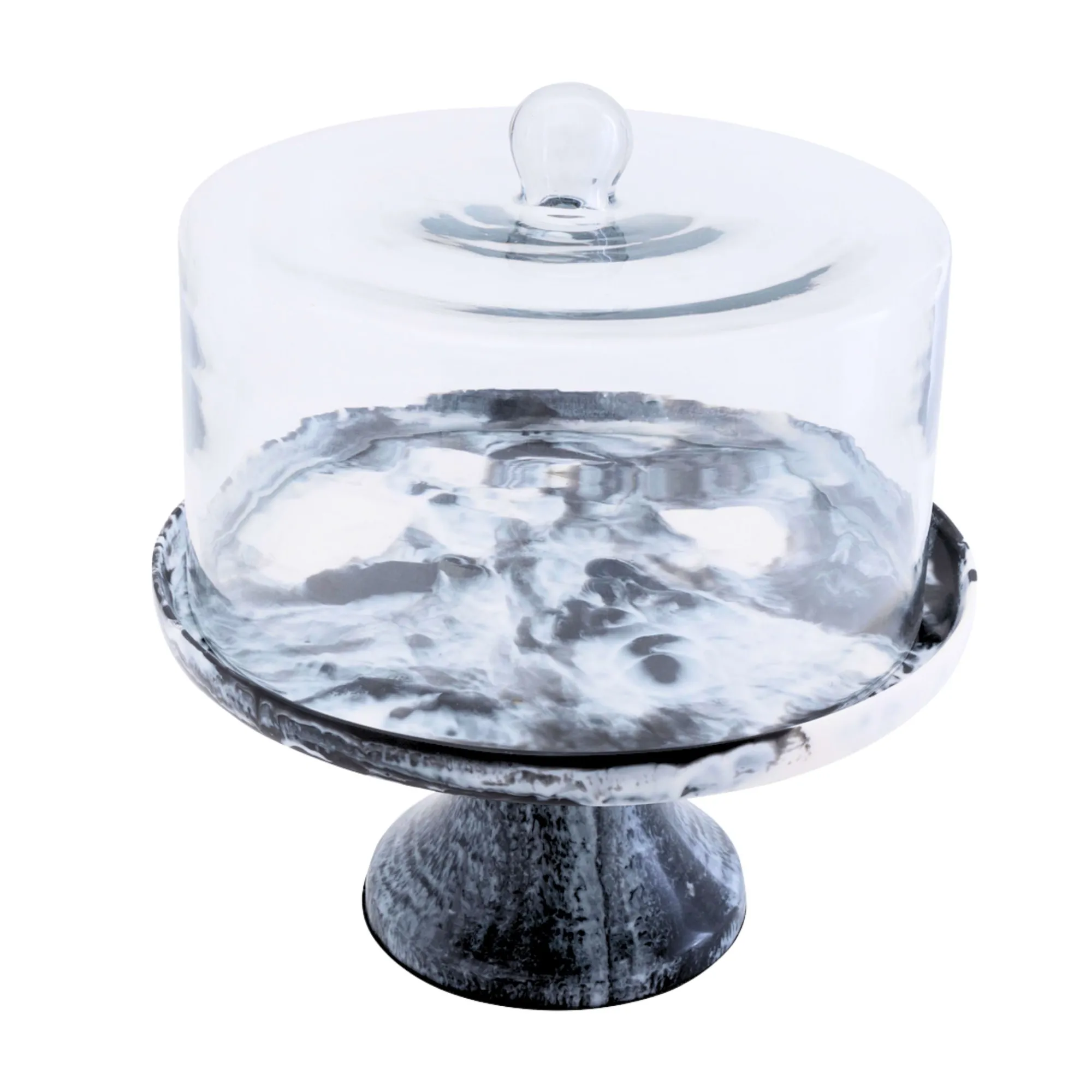 Discount Godinger Lucente Black & White Resin Cake Stand & Dome