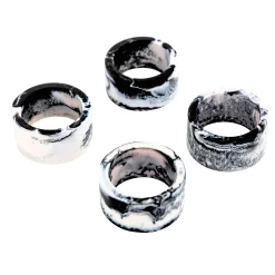 Best Godinger Lucente Black & White Resin Napkin Ring Set