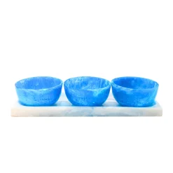 Outlet Godinger Lucente Blue Resin Serving Tray & Appetizer Bowls