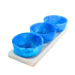 Outlet Godinger Lucente Blue Resin Serving Tray & Appetizer Bowls