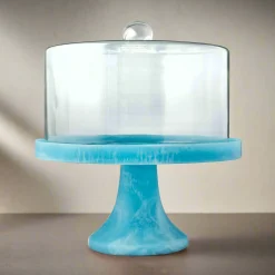 New Godinger Lucente Resin Matte Blue Cake Dome
