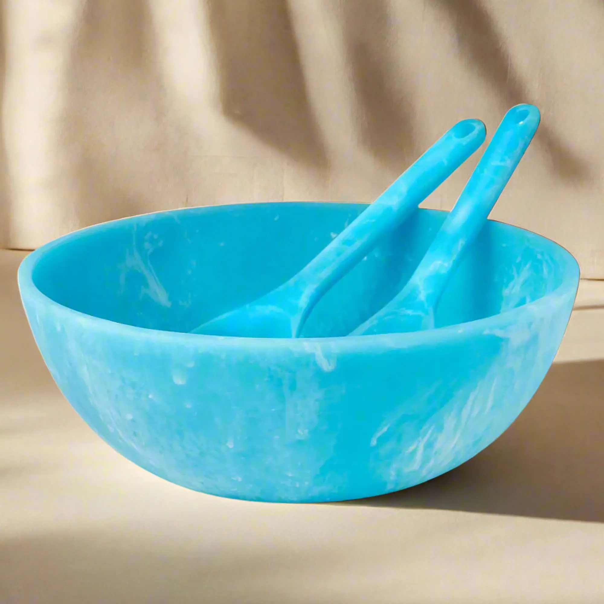Hot Godinger Lucente Resin Matte Blue Salad Bowl