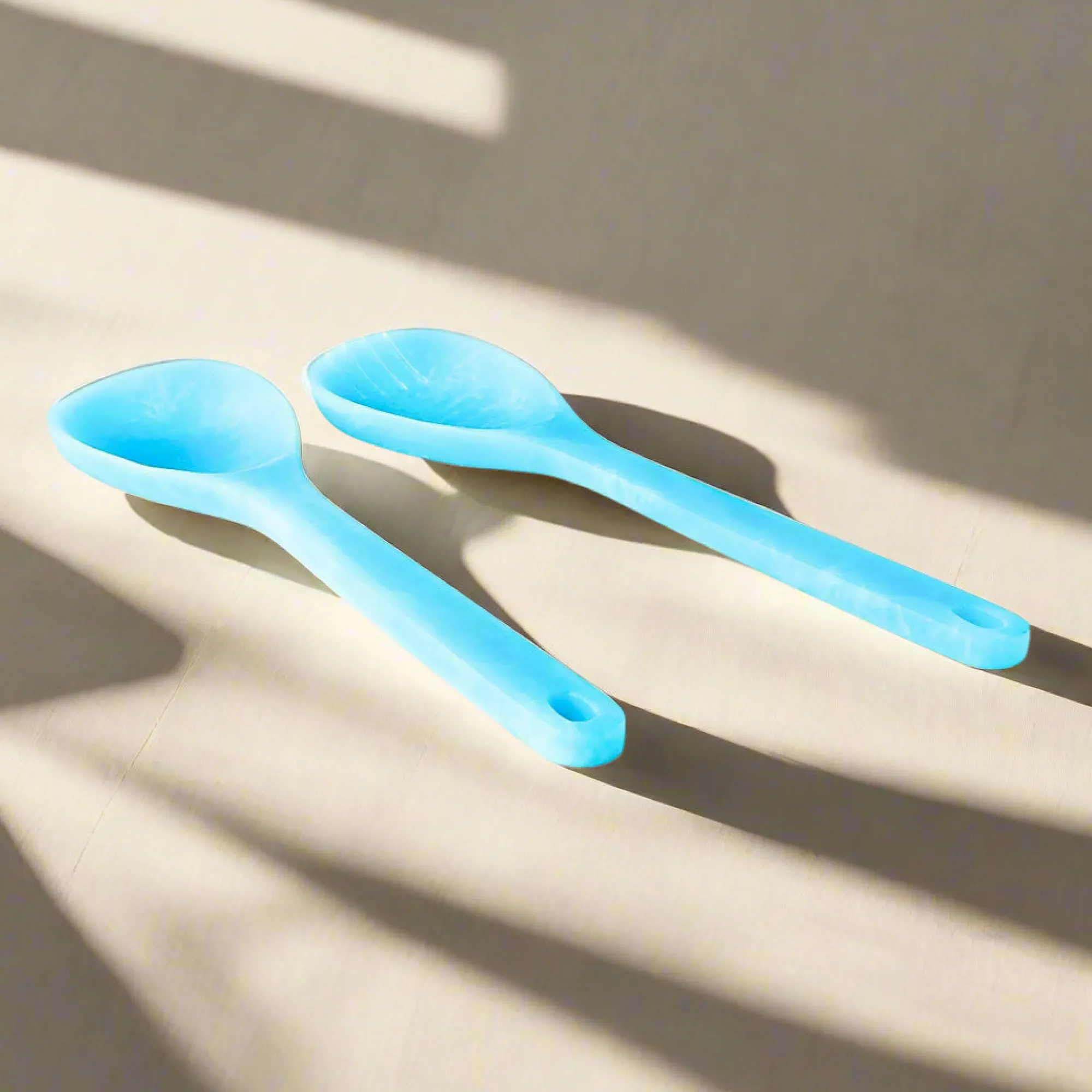 Godinger Lucente Resin Matte Blue Salad Server Set