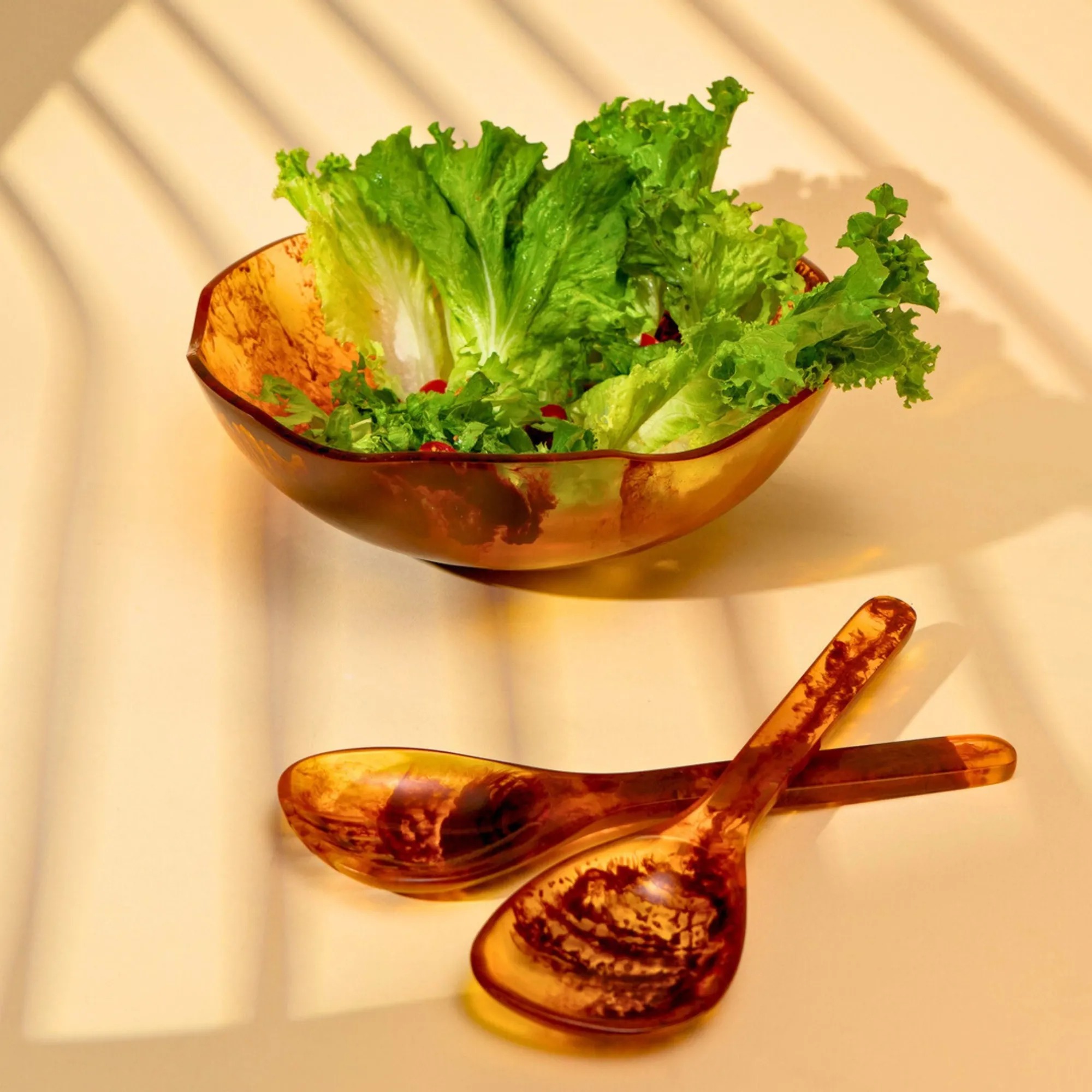 Godinger Lucente Tortoise Shell Resin Scalloped Salad Bowl