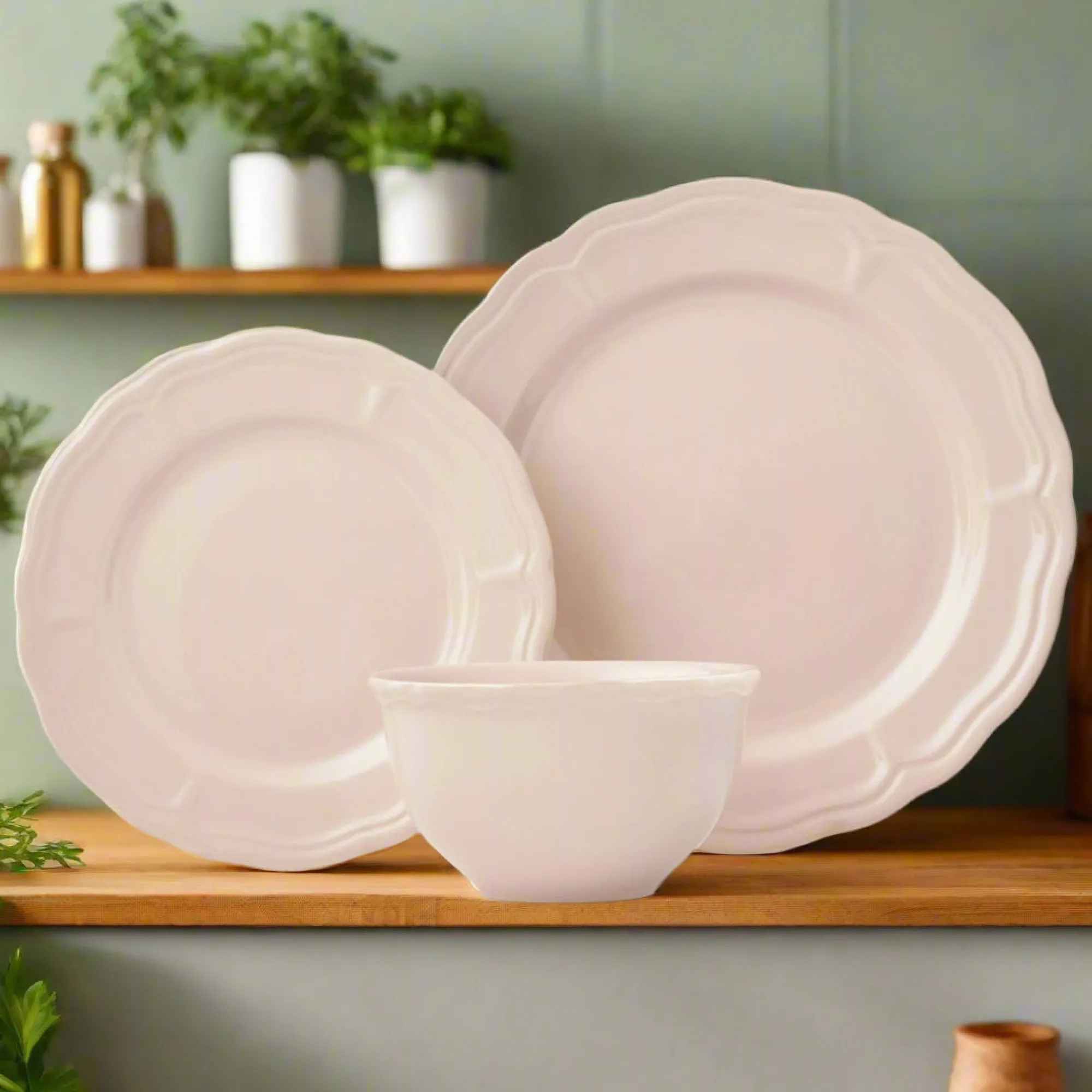 Hot Godinger Madison Blush Stoneware 12 Piece Dinnerware Set, Service for 4